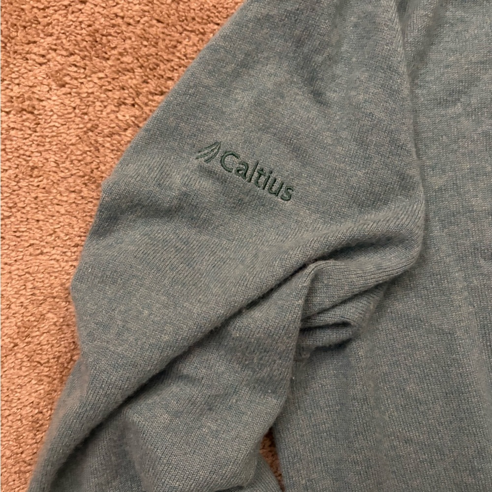 Peter Millar 100% Pure Cashmere Sweater V-Neck Pullover Green Men's Large &Patch - Picture 4 of 4